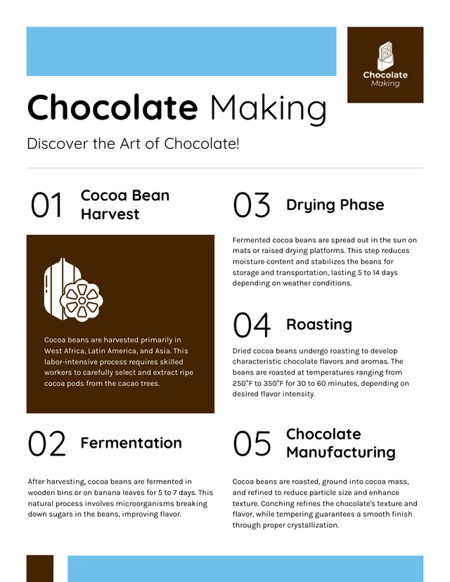 Infografik-Vorlage für den Schokoladenherstellungsprozess
