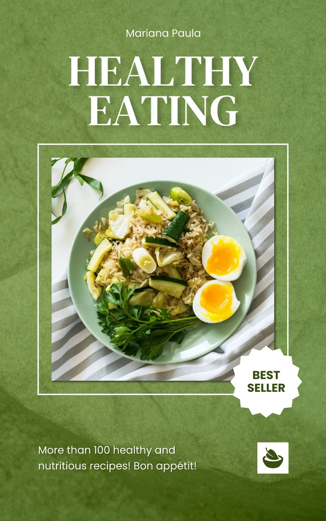 Green Healthy Eating Recipe Book Cover Template