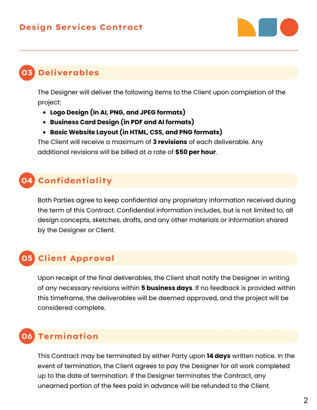 Design Services Contract Template - page 2