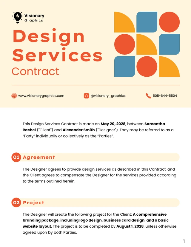 Design Services Contract Template - page 1