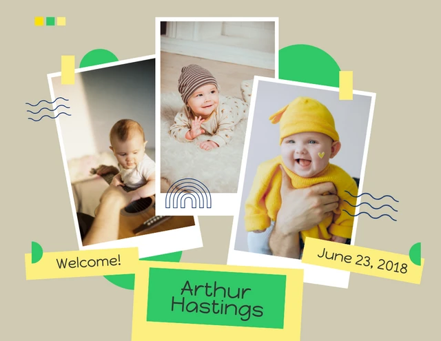 Einfache Baby-Collage-Vorlage in Pastell und Gelb
