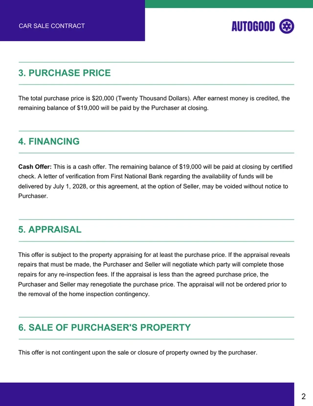 Car Sale Contract Template - Seite 2