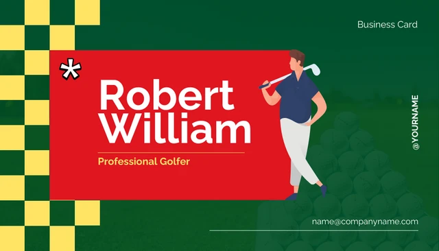 Green and Red Professional Golfer Business Card - Page 1