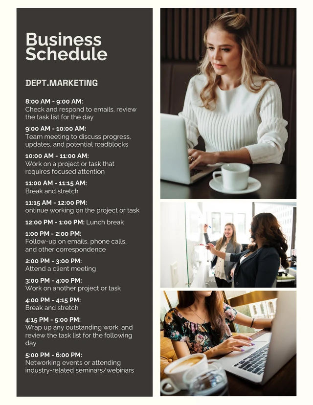 Simple Dark Grey Business Schedule Template