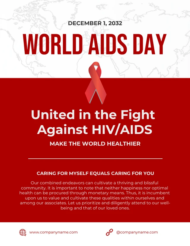 White And Red Modern Texture World HIV/AIDS Poster Template