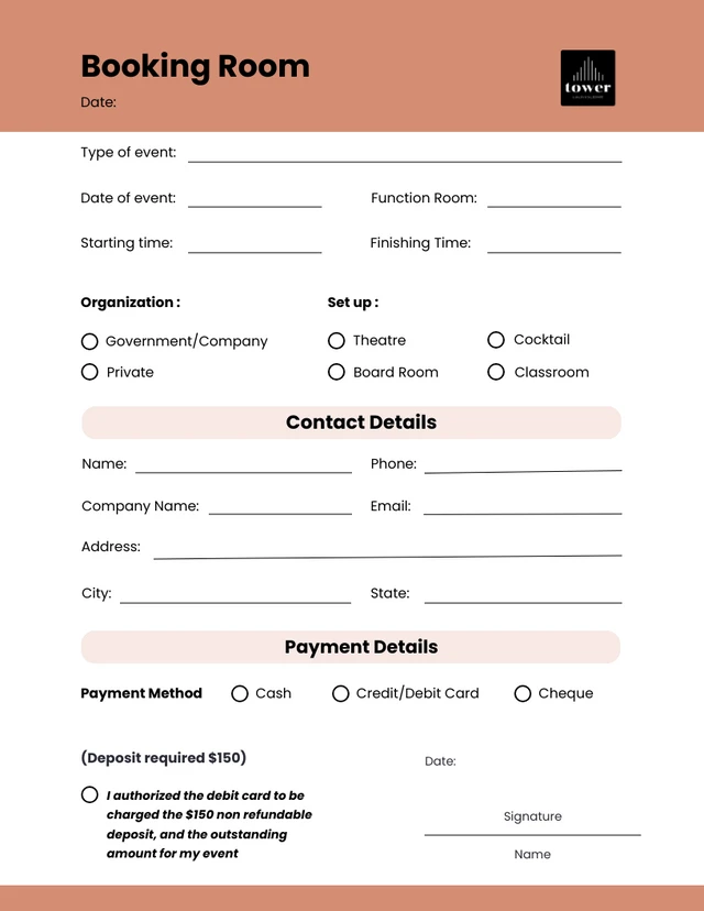 White Pink Booking Forms Template