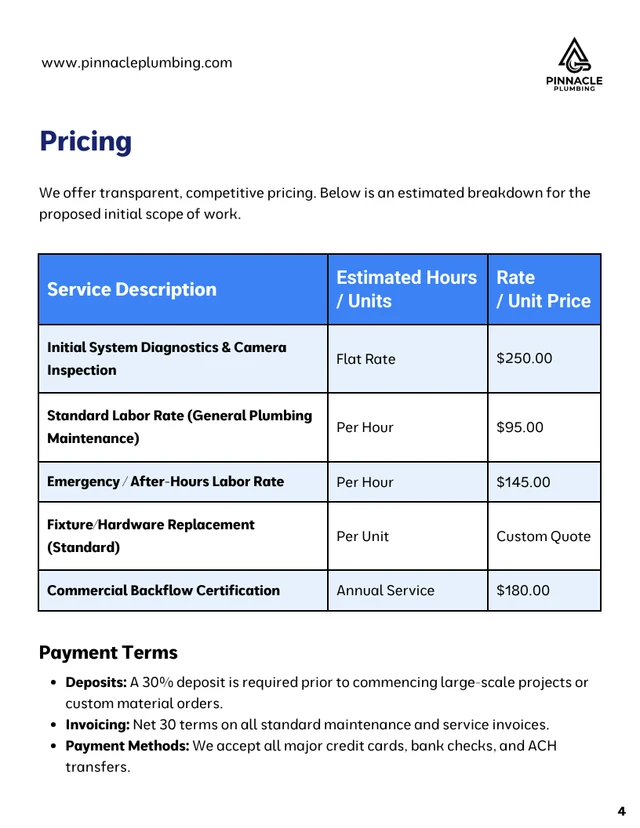 Commercial Plumbing Proposal Template - Seite 4