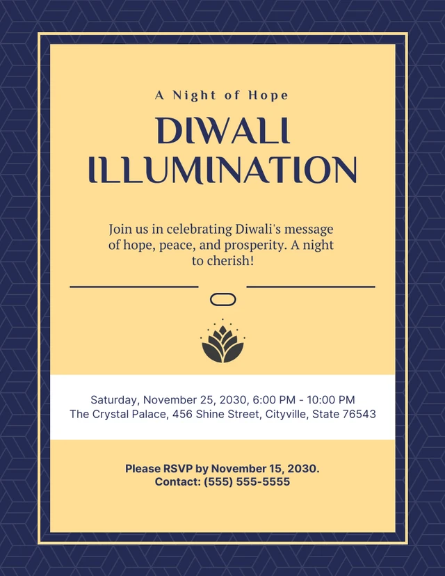 Navy And Yellow Modern Diwali Poster Template