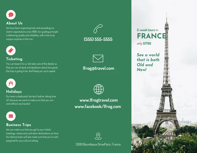Travel France Tri Fold Brochure - Página 1