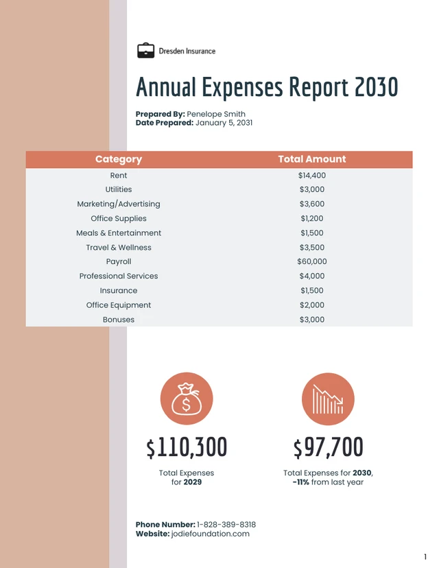 Annual Expense Report Template - Seite 1