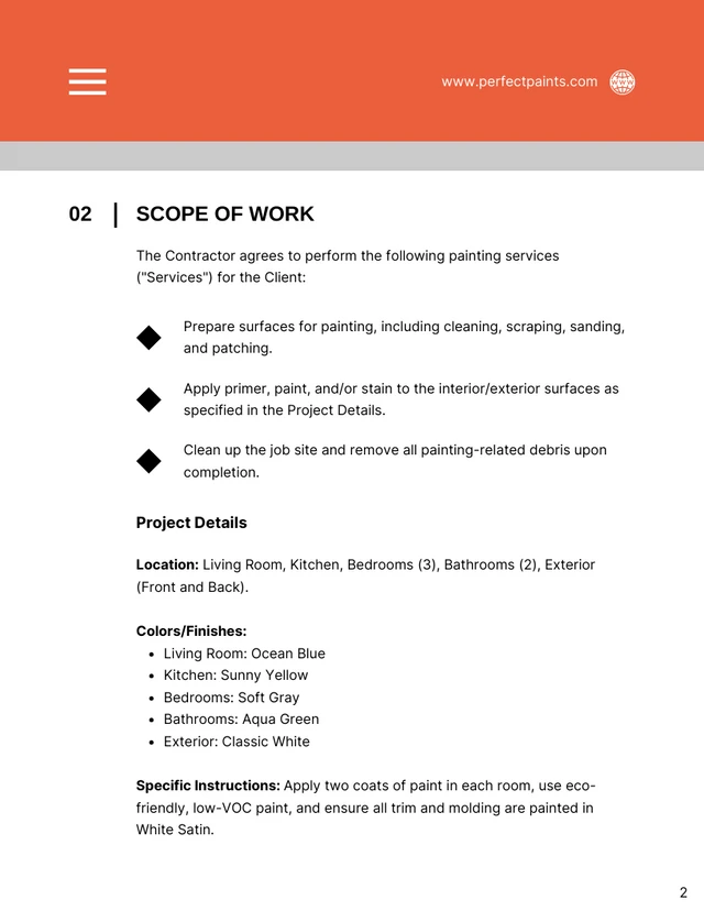 House Painting Contract Template - Page 2