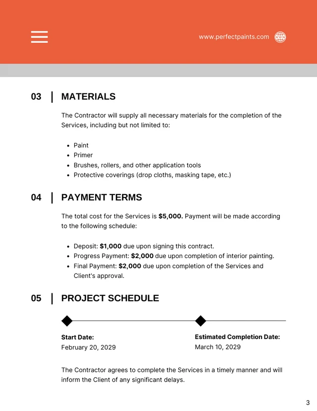 House Painting Contract Template - page 3