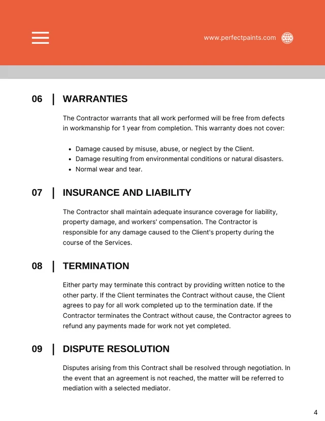 House Painting Contract Template - page 4