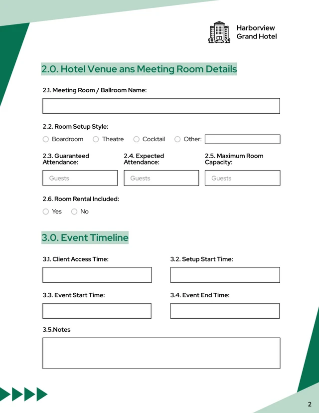 Banquet Event Order Form Template - Page 2