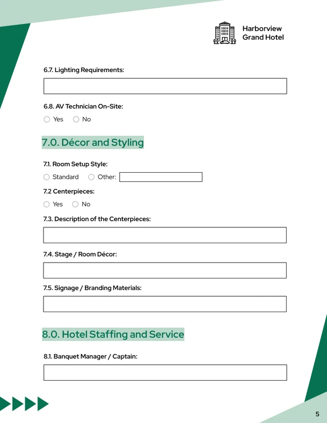 Banquet Event Order Form Template - Page 5