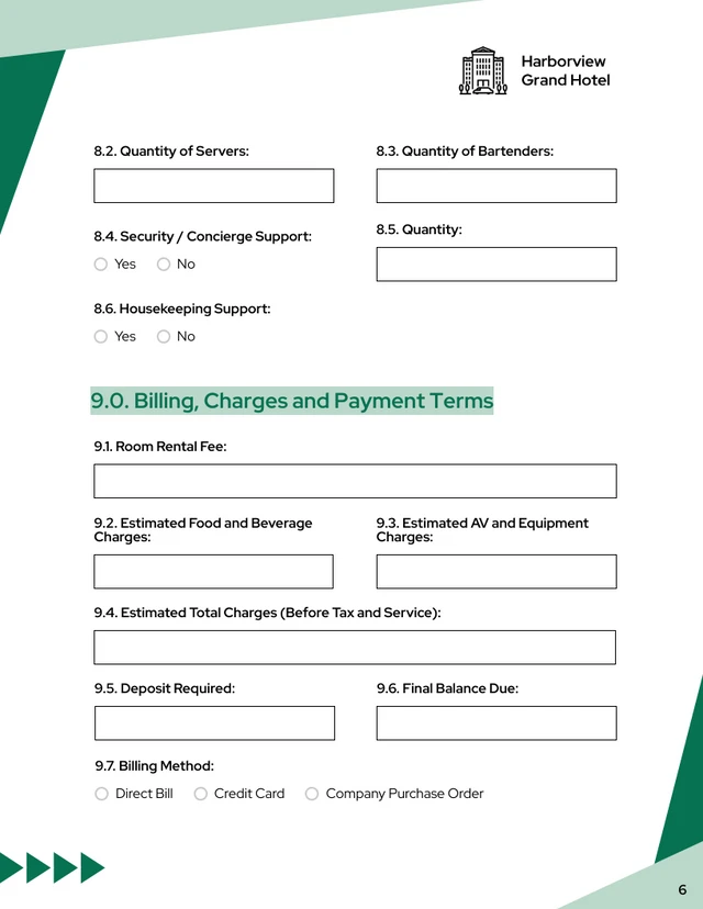 Banquet Event Order Form Template - Page 6