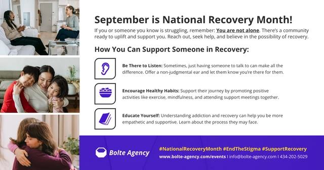 Supportive National Recovery Month LinkedIn Post Template