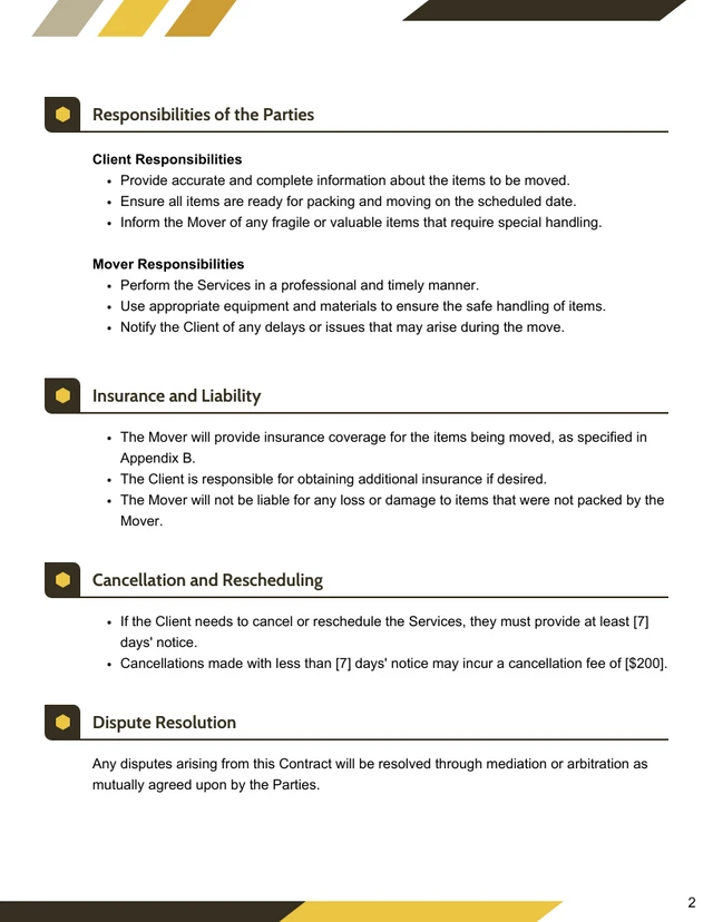 Moving Contract Template - Seite 2