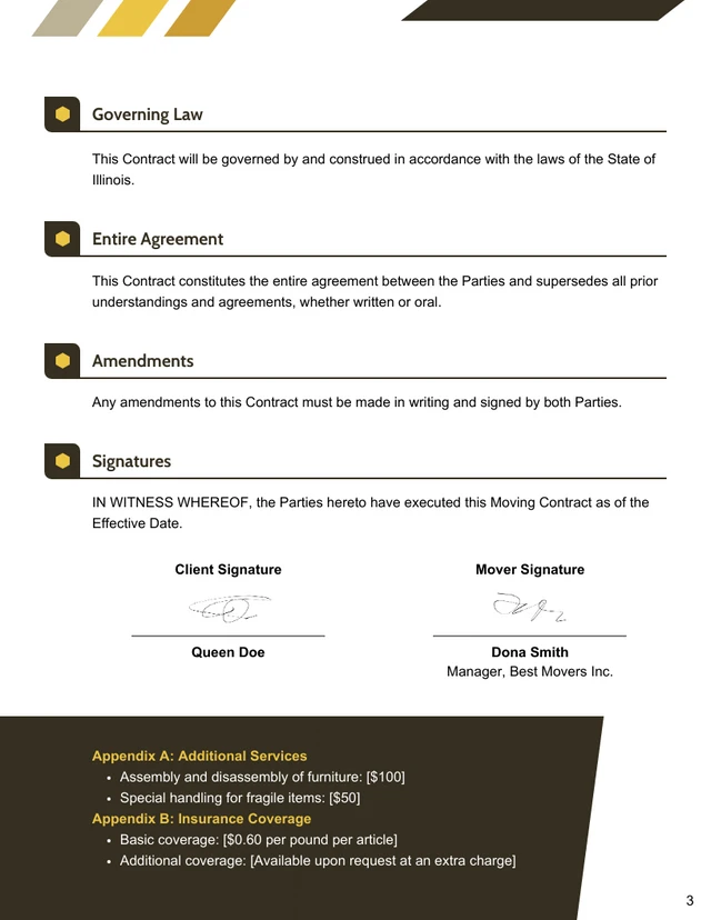 Moving Contract Template - Seite 3