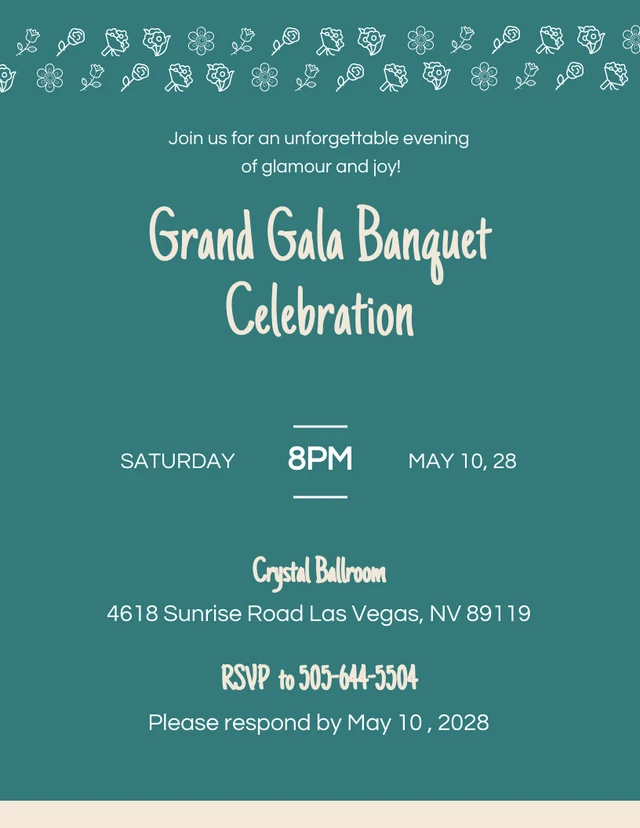 Army Green Cream Banquet Invitation Template
