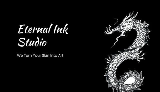 Black And White Dragon Tattoo Business Card - page 1
