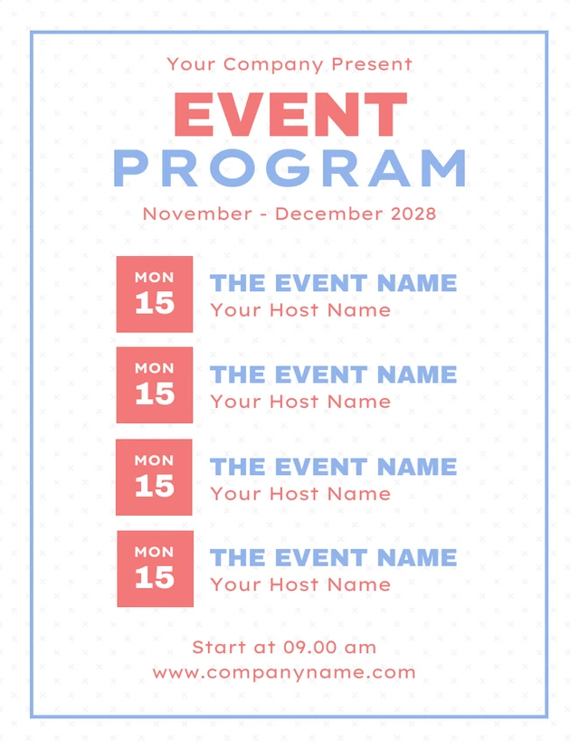 White Simple Texture Event Program Schedule Template