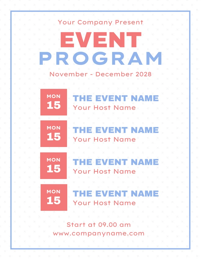 White Simple Texture Event Program Schedule Template Venngage