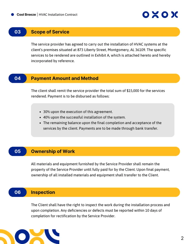 HVAC Installation Contract Template - Pagina 2