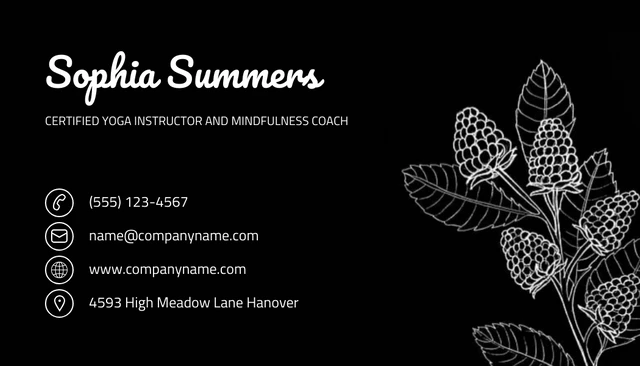 Black And White Minimalist Yoga Instructor Business Card - Page 2