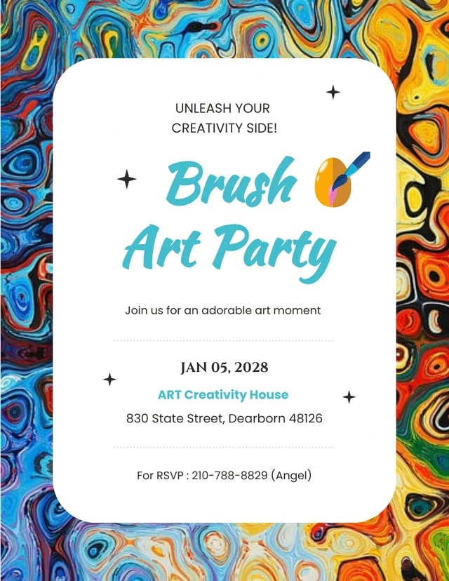 Colorful Art Party Invitations Template