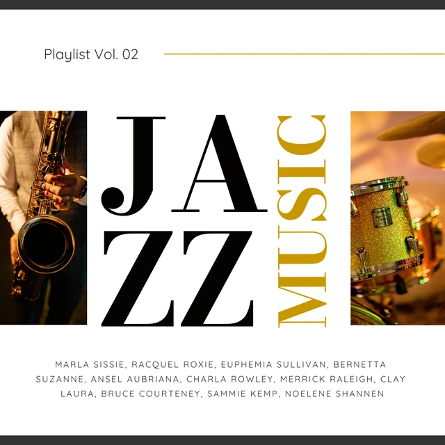 Modèle de couverture d'album de jazz doré et noir