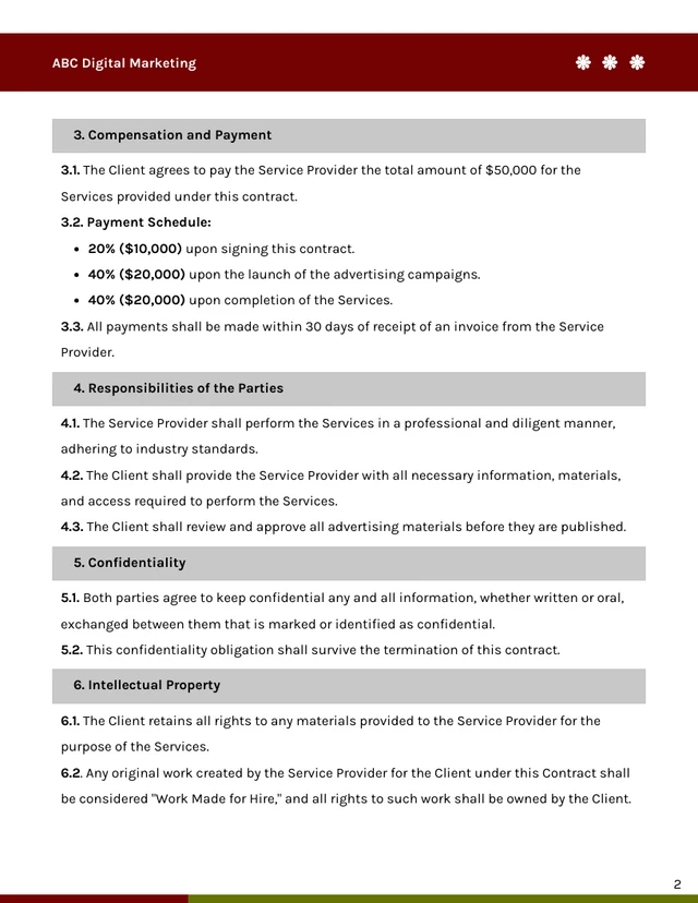 Digital Advertising Contract Template - Seite 2