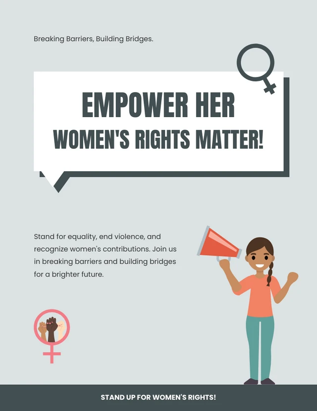 Blue Gray Minimalist Women's Rights Poster Template