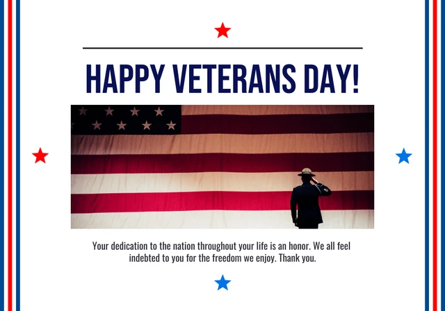 White Minimalist Happy Veterans Day Card Template