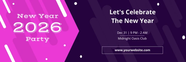 Pinky Purple New Year Party Banner Template