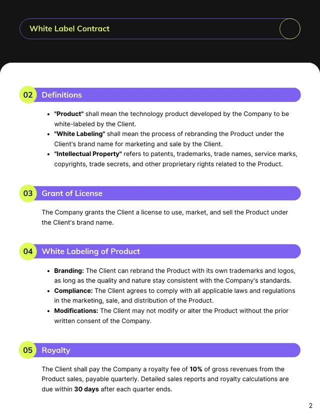 White Label Contract Template - Seite 2