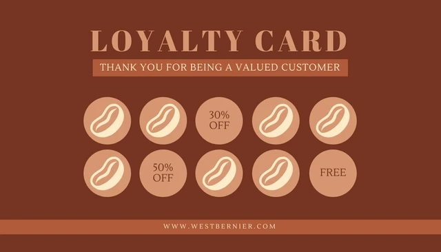 Brown Modern Coffee Shop Loyalty Card - Page 1