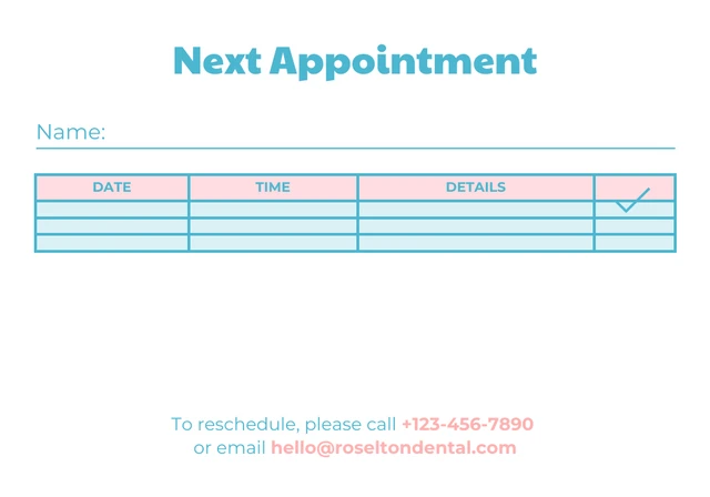 Pink And Blue Minimalist Appointment Card - Page 2
