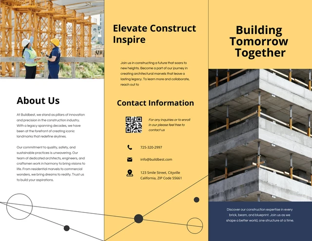 Yellow And White Simple Construction Brochure - Página 1