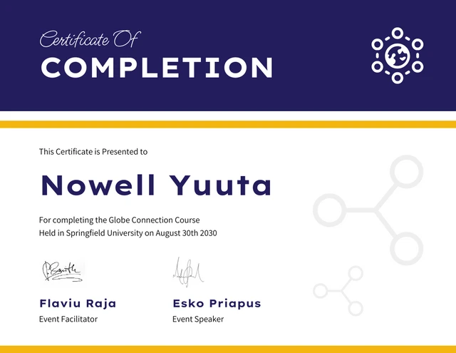 White And Navy Modern Course Certificate Template