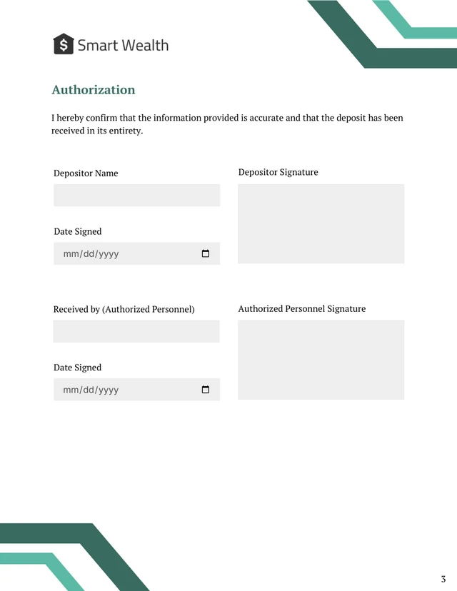 Deposit Form Template - Page 3