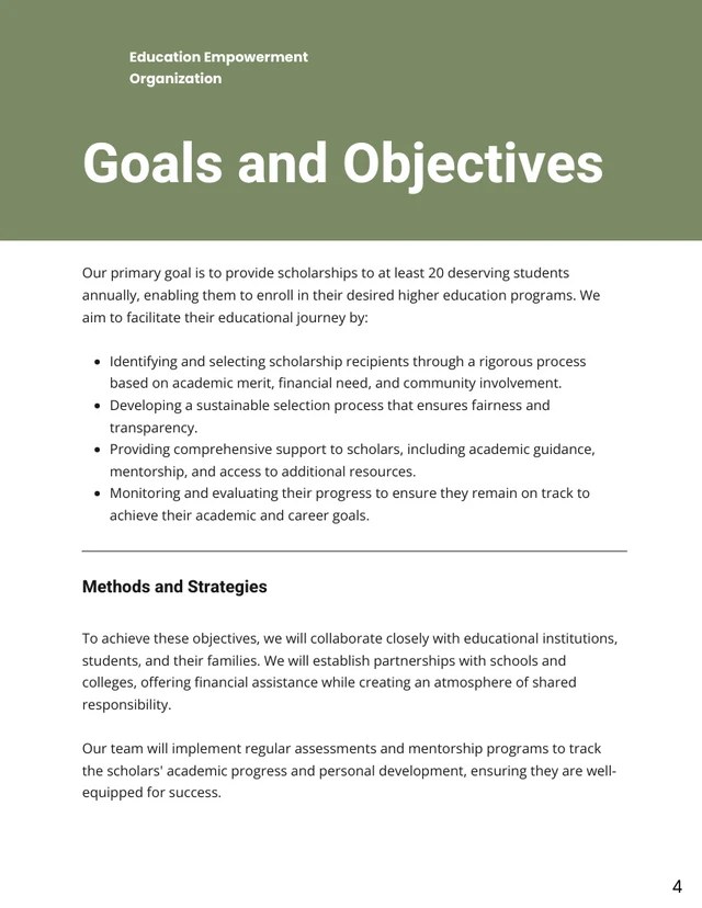 Olive Green and White Simple Modern Minimalist Grant Proposals - Page 4