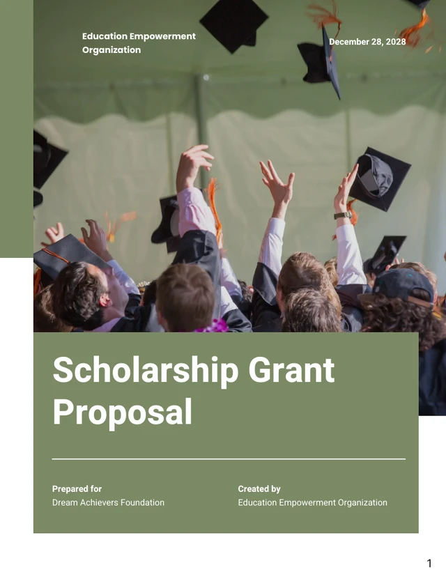 Olive Green and White Simple Modern Minimalist Grant Proposals - Page 1