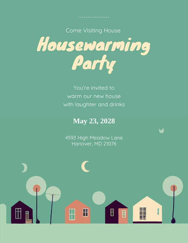 Green Pastel Housewarming Invitation Party Template