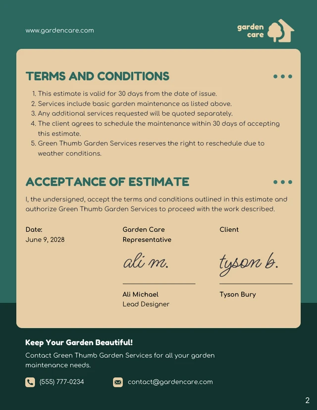 Free Garden Maintenance Estimate Template - Seite 2