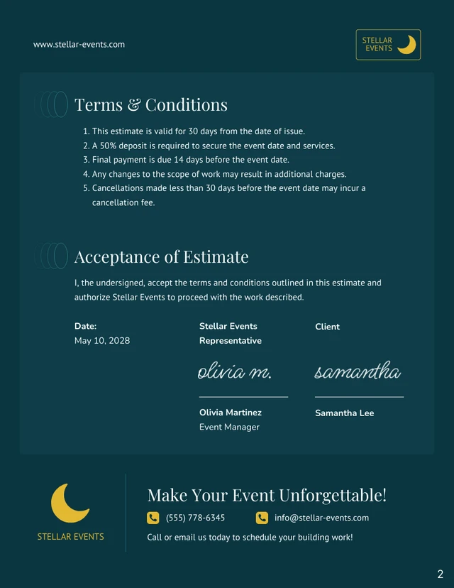 Event Planning Estimate Template - Seite 2