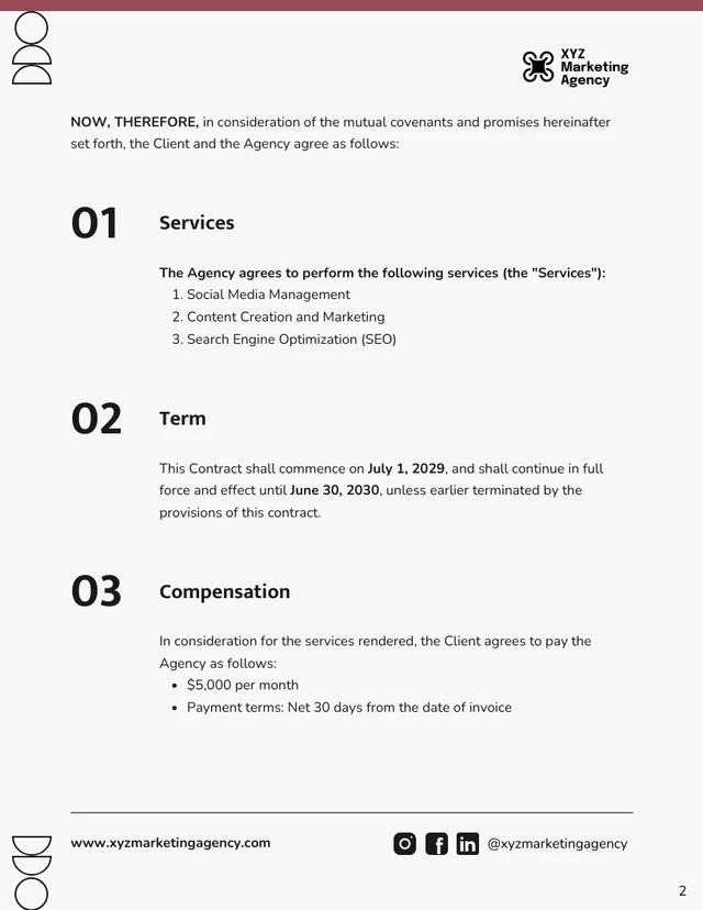 Marketing Agency Contract Template - page 2