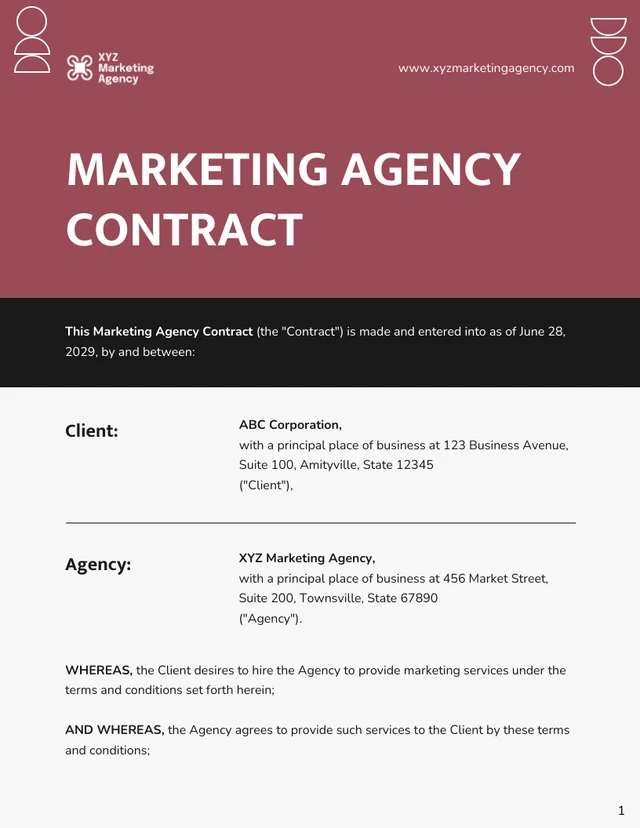 Marketing Agency Contract Template - صفحة 1