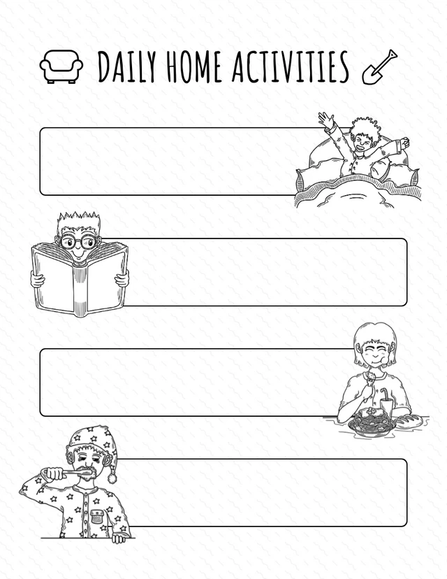 White Simple Daily Home Activites Schedule Template