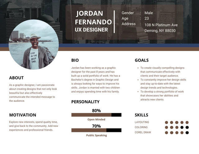 Brown And White Simple Modern Diagram User Persona Template